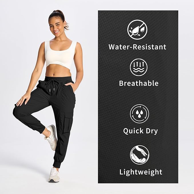 smawell Women's Hiking Cargo Pants with Pockets Lightweight Quick Dry Joggers Travel Camping Outdoor Pants