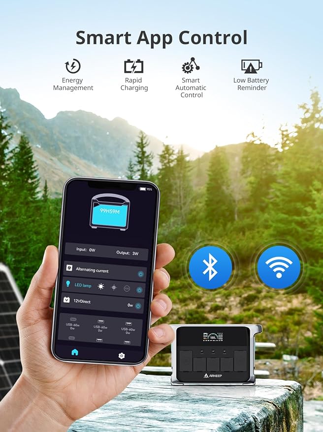 Portable Power Station, 1152Wh LiFePO4 Solar Generator with 100W Solar Panel, 1200W AC/100W USB-C 10 Outputs, 1Hr Fast Charge, APP Control for Camping, RV, Home Backup & Emergency Power