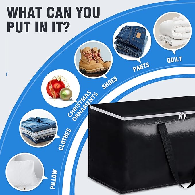 BlissTotes Moving Bags, Heavy Duty Moving Boxes with Zippers Top and Sturdy Handles, Storage Bags for Space Saving and Packing, Collapsible Moving Supplies, Storage Totes (93L, 4-Pack, Black)