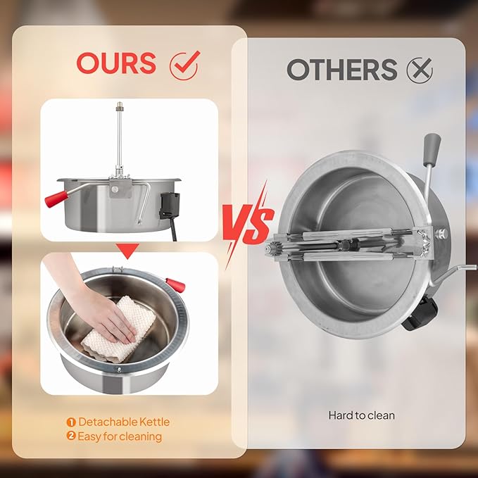 ROVSUN Popcorn Machine with 10 Ounce Kettle Makes Up to 4 Gallons, Countertop Popcorn Maker Commercial Popcorn Machine w/Stainless Steel Scoop, Oil Spoon & 3 Popcorn Cups, Red, ETL Certified