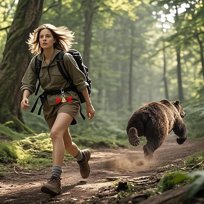 NedFoss Loud Bear Bell Set to Scare Bears, Hiking Essentials for Women, Emergency Whistle and Bear Bells for Hiking, Camping, Biking, Solid Brass Bear Deterrent Hiking Gear Gifts