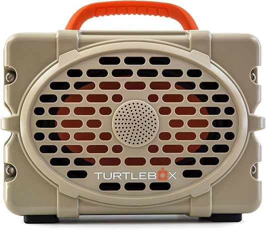 Turtlebox Original Gen 3: Portable Outdoor Bluetooth Speaker – Ultra-Loud (120dB), Waterproof (IP67), Rugged, Impact-Resistant, 3-Day Battery | Party Mode: Unlimited Pairing Stereo, Tan/Blaze Orange