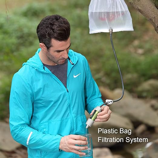 Miniwell Gravity Water Filter Straw - Ultralight, Versatile Hiker Filter with Bucket Connector (Grey)