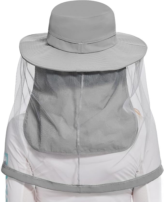 BASSDASH UPF 50+ Mosquito Net Hat with Stowable Neck Flap for Men Women Outdoor Fishing Hiking Camping Gardening FH17