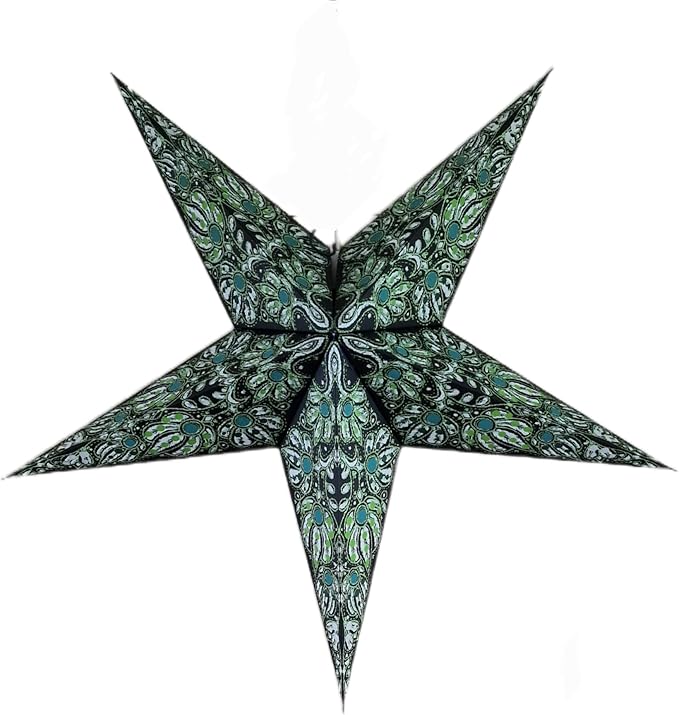 Paper Star Lantern Lampshade, 60 cm, Hanging Decorations for Christmas, Wedding, Home, Party (Green, Black)
