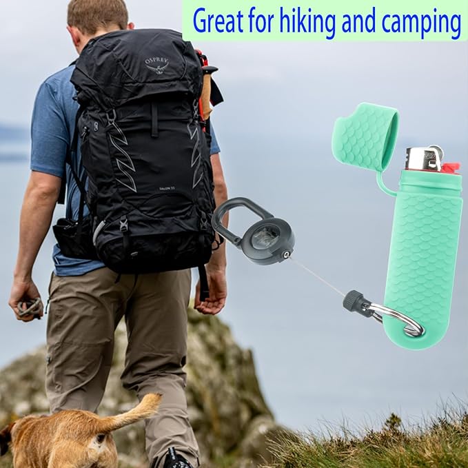 Waterproof Lighter Case Cover Holder for BIC Regular Lighters Sleeve Type J6 Outdoor Survival Multipurpose Seal Lighter Pouchfor Hiking and Camping (Cyan, 2)