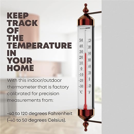 Steel Thermometer Indoor/Outdoor Waterproof Decorative (Adjustable Angle)