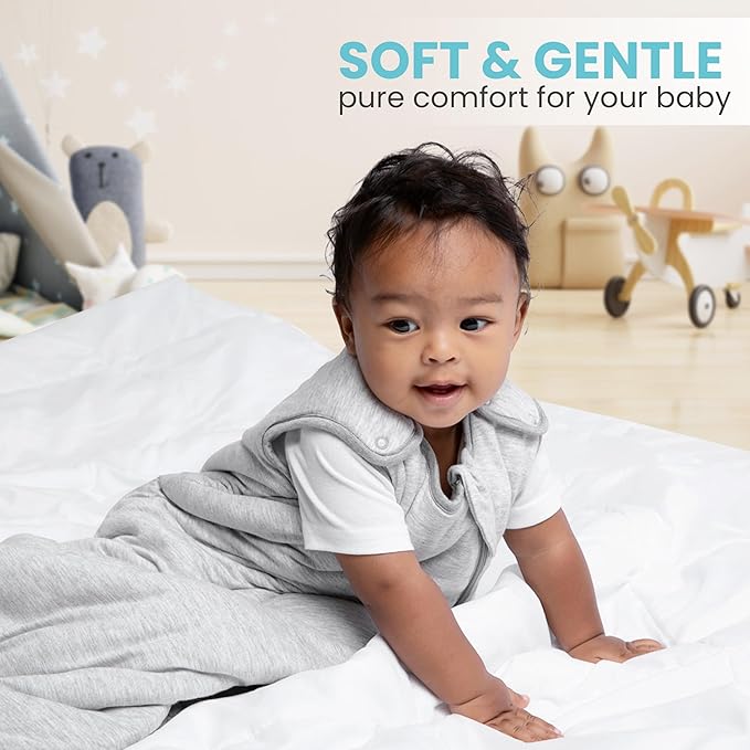 Rayon Made from Bamboo Sleep Sack 1.0 TOG 6-18 Months Unisex Baby Sleeping Bag with 2-Way Zipper Breathable Wearable Blanket Baby