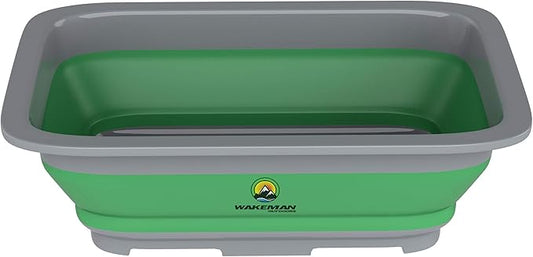 Collapsible Ice Bucket - 10-Liter Portable Outdoor Multi-Use Basin, Dish Tub, and Storage Basket for Camping and Tailgating by Wakeman (Green)