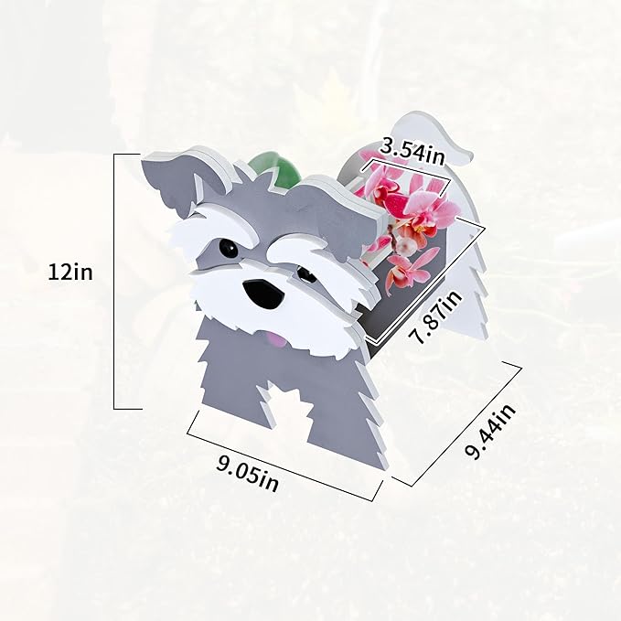Schnauzer Gray Dog Planter, Pet Shape Garden Pots Plant Pots for Indoor/Outdoor Gardens Decoration, Cute, Surprise Gifts/Souvenirs for Pet Lovers