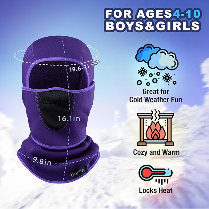 Kids Balaclava Windproof Ski Mask for Boy Girl (with Breathable Holes), Winter Hat Ski Mask for Cold Weather for Skiing