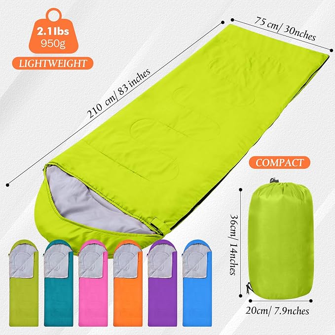 Macarrie 6 Pack Camping Sleeping Bags Bulk for Adults, 4 Season Cold Weather Sleeping Bag with Compression Sack Lightweight Waterproof Essential Gear for Backpacking Hiking Travel