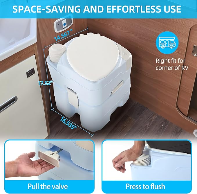 YITAHOME 5.28 Gallon Portable Toilet Camping Porta Potty with Diagonal Enlarged Bowl, Hand Sprayer and Press Flush Pump, Space Saving Indoor Outdoor Toilet for Adults, RV, Boat and Trips, Light Blue