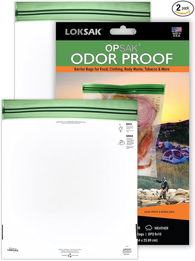 LOKSAK - OPSAK Odorproof Dry Bags for Backpacking, Hiking and Storage- Resealable Reusable and Recyclable Storage Bags (2-Pack, 9 Inch x 10 Inch)