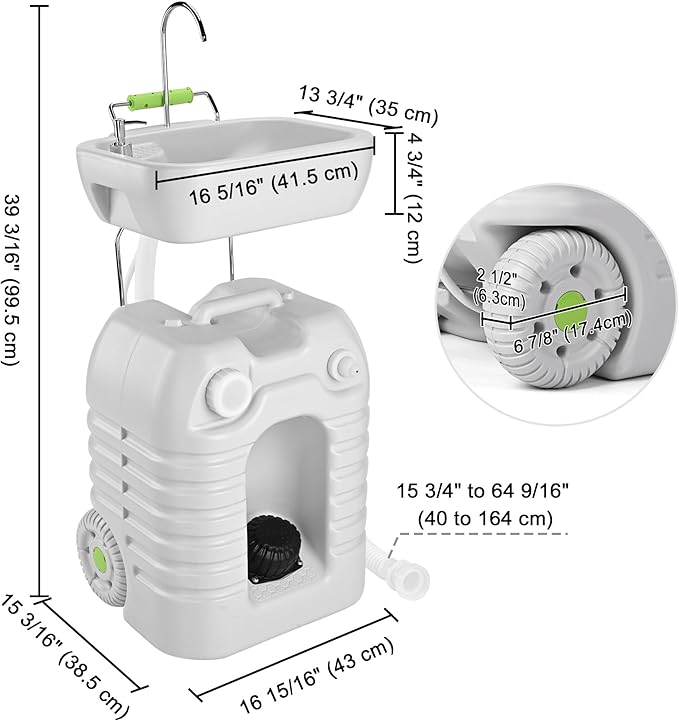 Yescom 45L Hand Wash Station Portable Wash Sink for RV Travel Outdoors