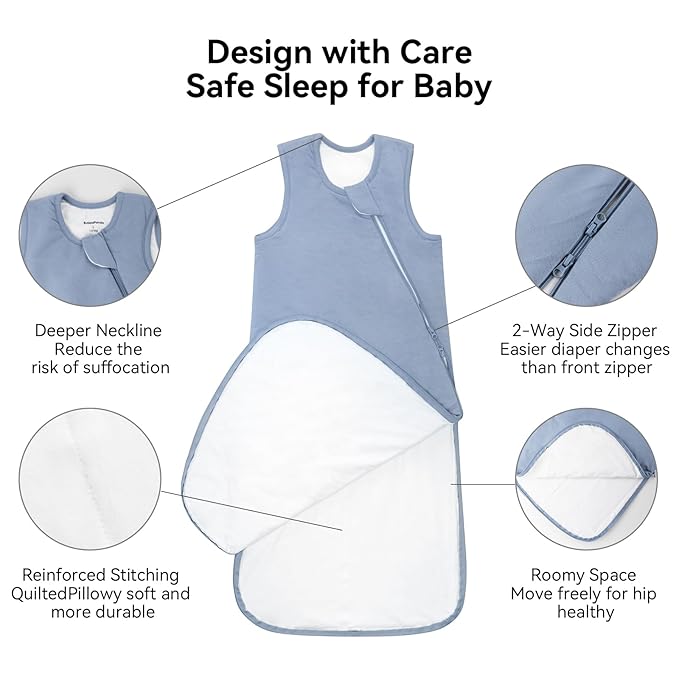 BubblePanda Rayon Made from Bamboo Sleep Sack 2t-3t 1.0 Tog Soft Toddler Sleeping Sack 24-36 Months for Babies 2-Way Zipper Baby Wearable Blanket