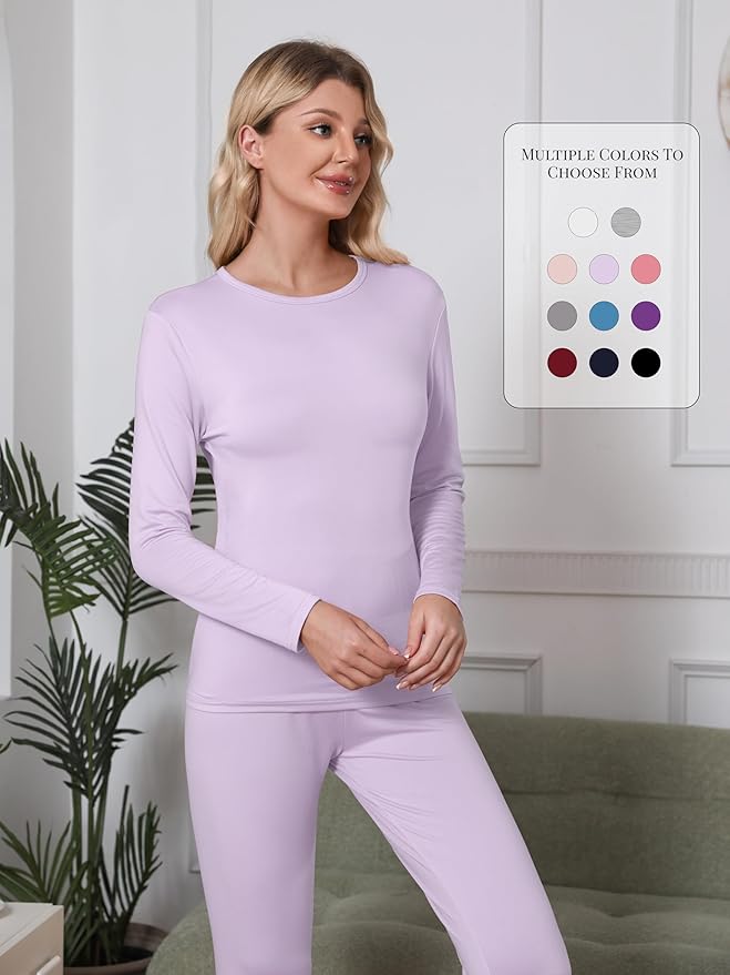 VZV Thermal Underwear for Women, Long Johns for Women Thermal Sets Fleece Lined Base Layer Top and Bottom Set