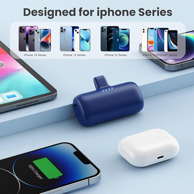 [2-Pack] Mini Portable Charger for iPhone,5200mAh Ultra Compact PD Fast Charging Power Bank,Plug-in Battery Pack Travel Cordless Phone Charger,Compatible with iPhone 14/14Pro/13/12/11/X/8/7/6plus etc
