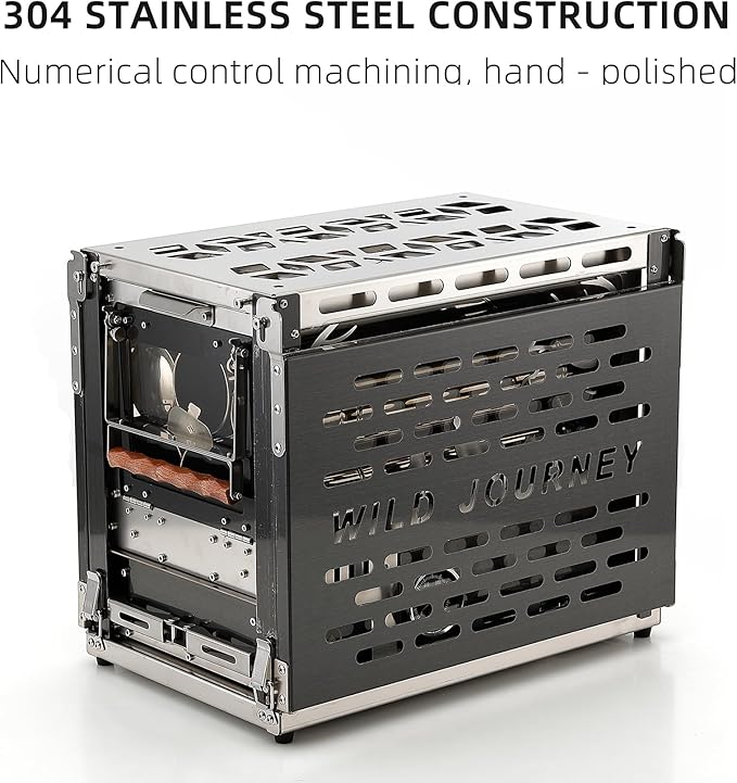 M8 Wood Burning Stove with Oven & Folding Camping Table, Stainless Steel Portable Hot Tent Stove, Including 6 Chimney Pipes, for Camping, Tents, Cooking and Travel (Silver)