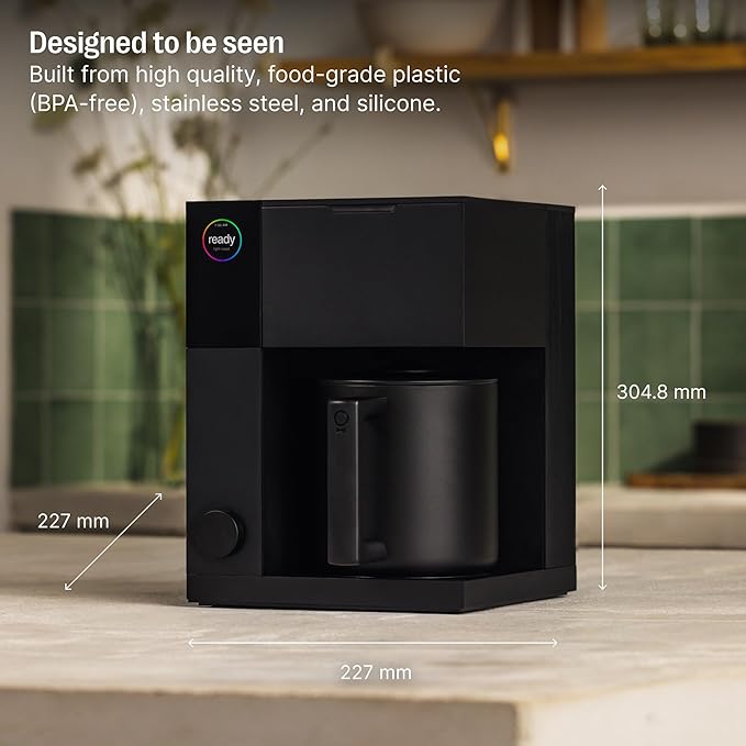 Fellow Aiden Precision Drip Coffee Maker, Thermal Carafe, Perfect Temperature Control, Bloom Cycle, Single Serve to 10 Cup Capacity, Matte Black