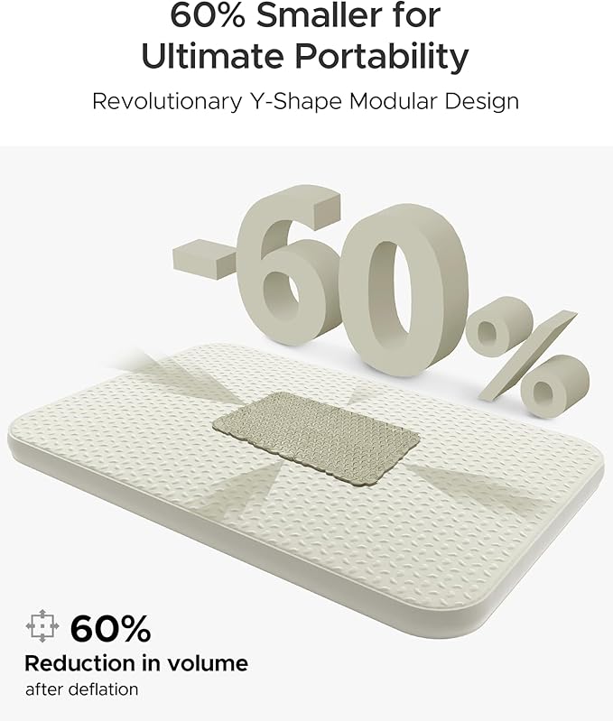 ACACIA 4.3" Thick Self Inflating Sleeping Pad with Foam | Innovative Y-Shaped Telescopic Structure | Ultraportable Camping Mattress | Outdoor Compact Air Mat for Tent Car |