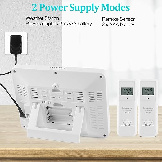 Home Weather Stations Wireless Indoor Outdoor Thermometer, Portable Digital Weather Clock Atomic, Bluetooth Color Forecast Station, Inside Outside Weather Monitor with Alarm(2 Sensors)