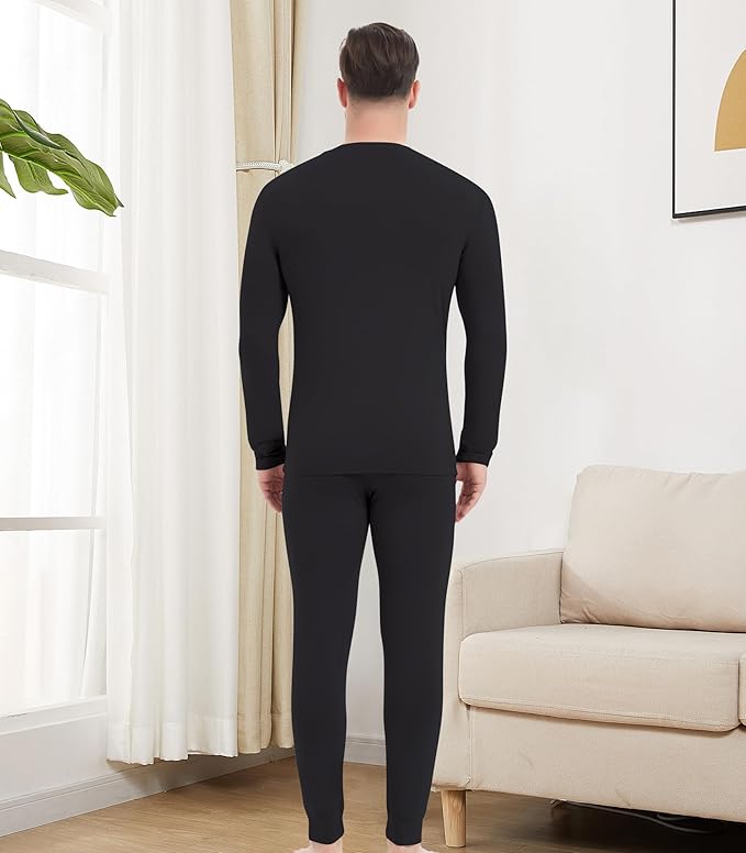 NACHILA Men's Thermal Underwear Set-Viscose Made from Bamboo, Soft Long Sleeve Base Layers Top and Bottom Warm Long Johns Set