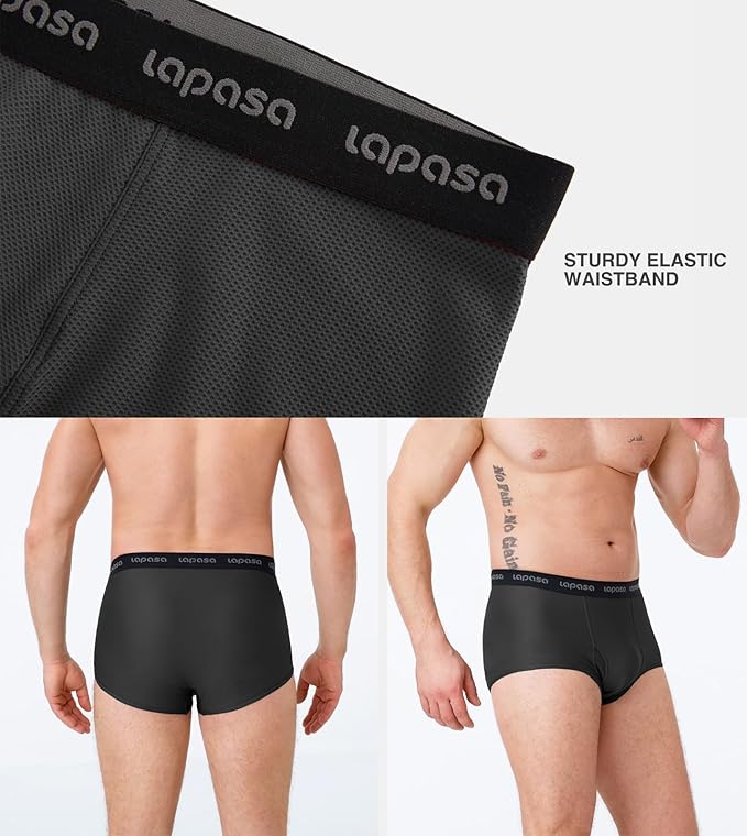 LAPASA Men's Quick Dry Travel Underwear, Terraversal Series Mesh Breathable Trunks/Boxer Briefs/Boxers (2 & 3 Packs)