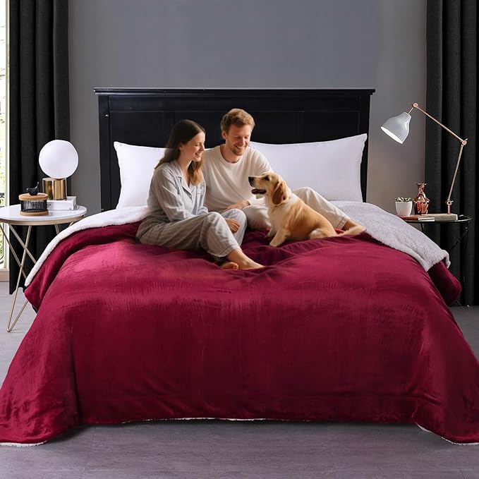 Waterproof Twin Size Blankets for Bed 60'' x 80'', Stain Proof Bed or Couch Cover, Water Resistant Mattress or Furniture Protector Large Size for Twin, Queen, King Beds(Red)