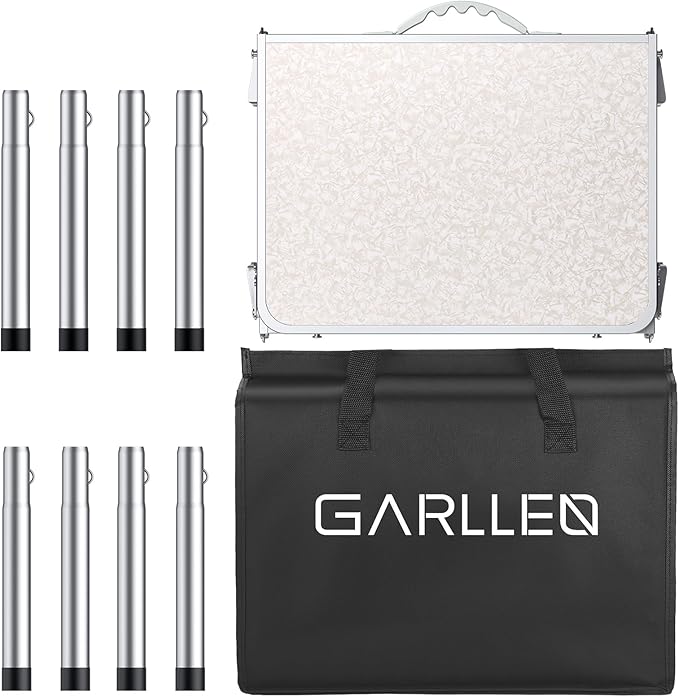 GARLLEN Folding Table for Camping, 3-Adjustable Height Lightweight Folding Picnic Table with Storage Bag, Portable Aluminum Outdoor Table for Outside, Camping, BBQ, 34.2" L x 15.7" W