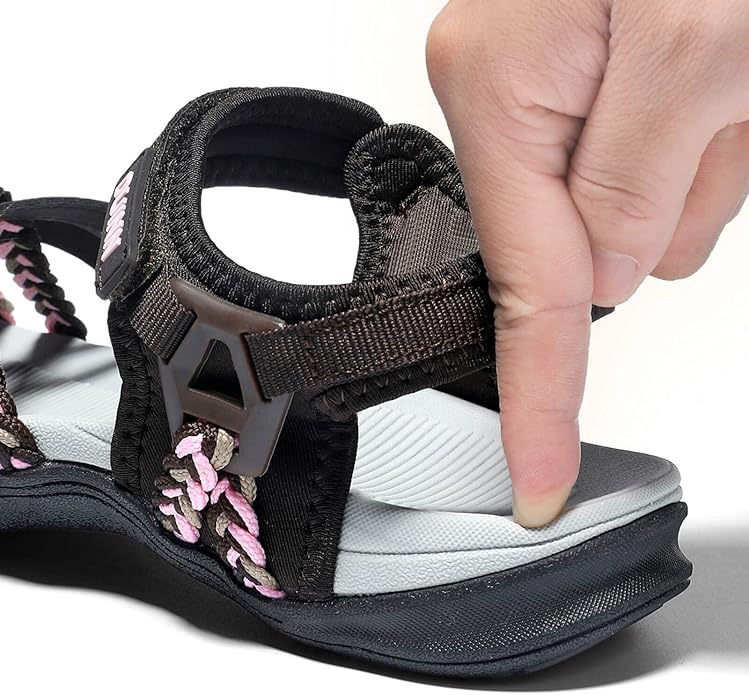 UBFEN Womens Hiking Comfort Sport Sandals Beach Vacation Camping Casual Sport Sandals with Adjustable Straps and Arch Support