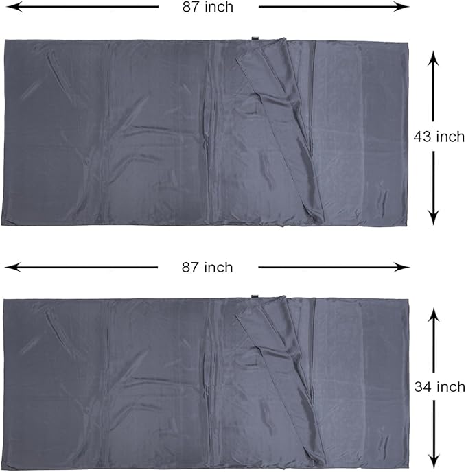 BROWINT Silk Sleeping Bag Liner, Silk Sleep Sack, Extra Wide 87"x43", Lightweight Travel Sheet for Hotels, More Colors for Option, Reinforced Gussets