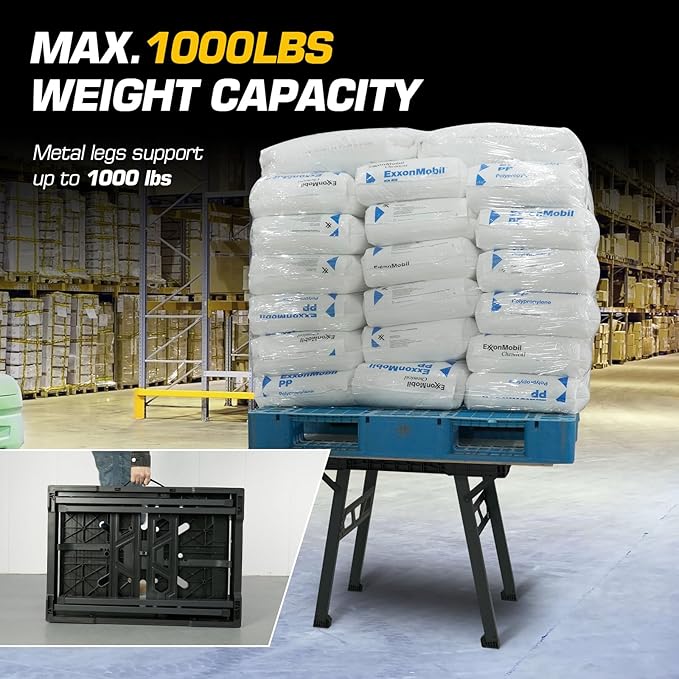 Express Folding Work Table, Easy Setup Portable Folding Work Table & Portable Folding Workbench, 34" W x 25" D x 31" H Lightweight Versatile Clamping Worktable for Garage/Wood Shop (Yellow)