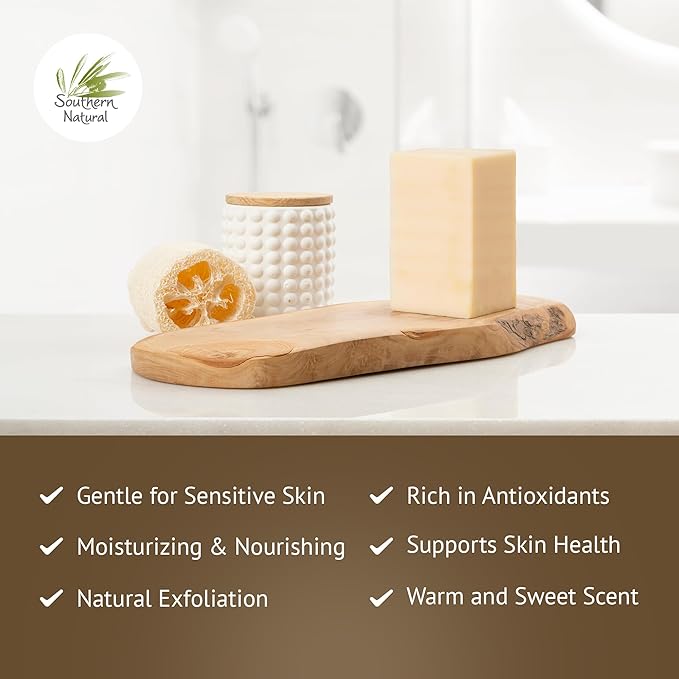 Southern Natural Goat Milk Soap Bar - Oatmeal Milk & Honey 3 Pack - For Dry Sensitive Skin. Natural, Handmade Soap For Men, Women, Kids, Face & Body