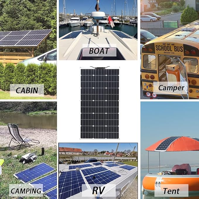 XINPUGUANG Solar Panel 12V 200W System Kit 100W Flexible Solar Panel Monocrystalline Battery Charger with Extension Cable 20A Charge Controller Power for RV Boat Cabin Car Trailer(200W-1)