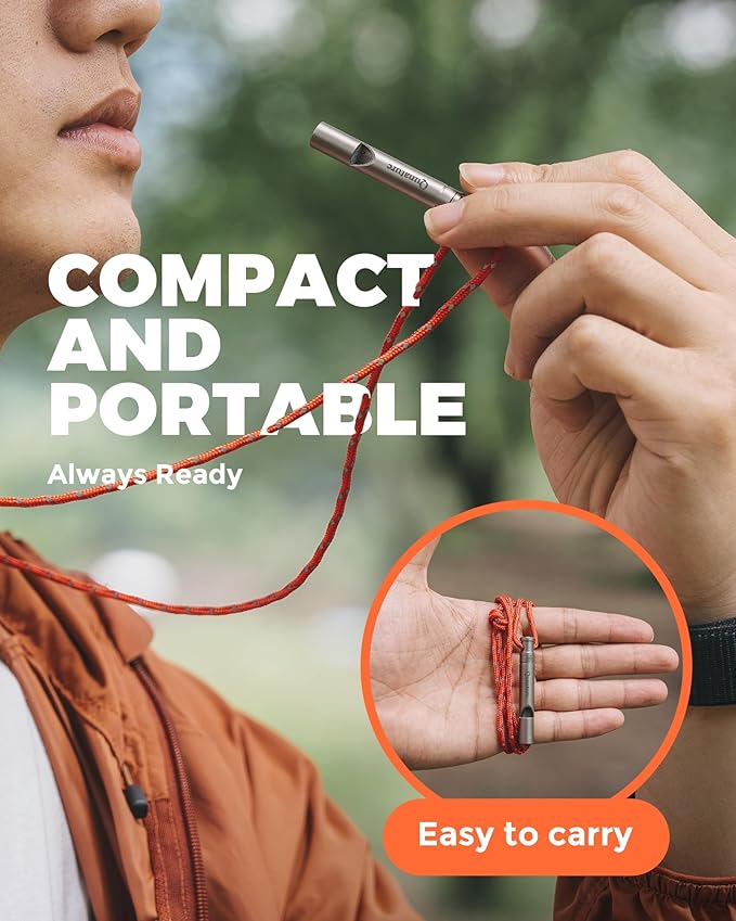 Emergency Titanium Whistle Survival Keychain Whistle 120 - Decibel with Lanyard for Kids Rescue Dog Training Outdoor Camping Hiking Coaches Sports Metal Whistle