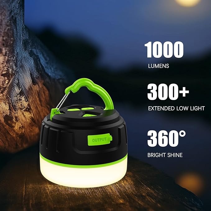 Rechargeable Camping Lantern with 6400mAh Battery, 300 Hour Runtime, 5 Light Modes, Adjustable Brightness, Waterproof, Hook & Magnetic Base, Battery Operated for Camping & Power Outages
