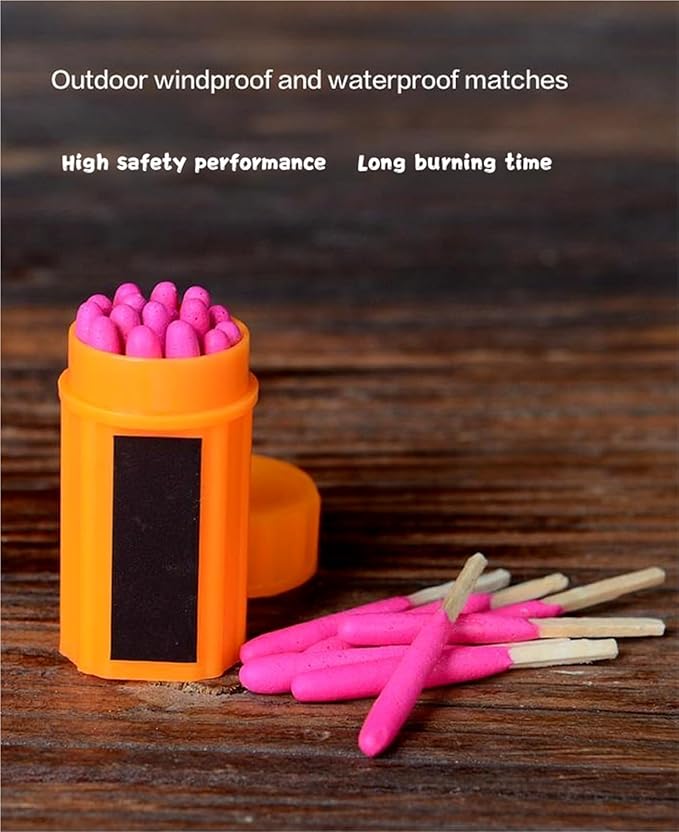Waterproof Matches Survival Set, 20 Pieces/Barrel Outdoor Stormproof Match Kit with Case,Camping Emergencys Fire Starters
