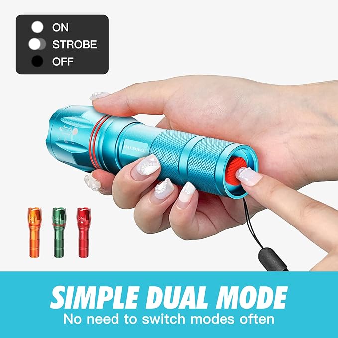 HAUSBELL High Lumen A100 LED Flashlight, Bright & Zoomable Tactical Flashlights Flash Light, with 2 Modes for Emergency and Outdoor Use Camping Accessories(4 Pack)