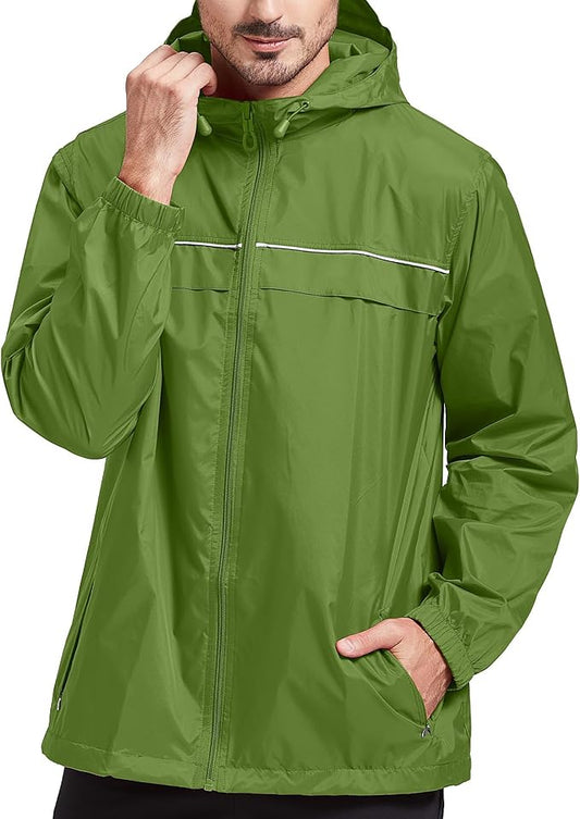 SWISSWELL Rain Jacket Men Waterproof Windbreaker, Lightweight Hooded Raincoat for Daily Casual