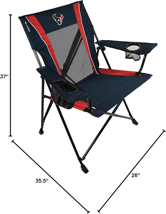 Kijaro Dual Lock Pro Sports Fan Folding Chair, 26" L x 35.5" W x 37" H, Houston Texans