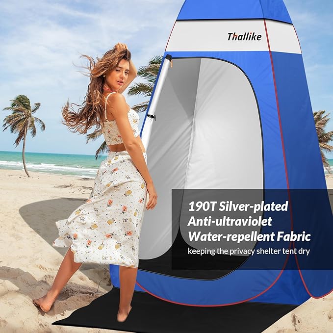 Upgrade Pop Up Privacy Shower Tent, Portable Camping Shower Tent, Camping Toilet Changing Room with Rain Shelter & Extended Floor Mat