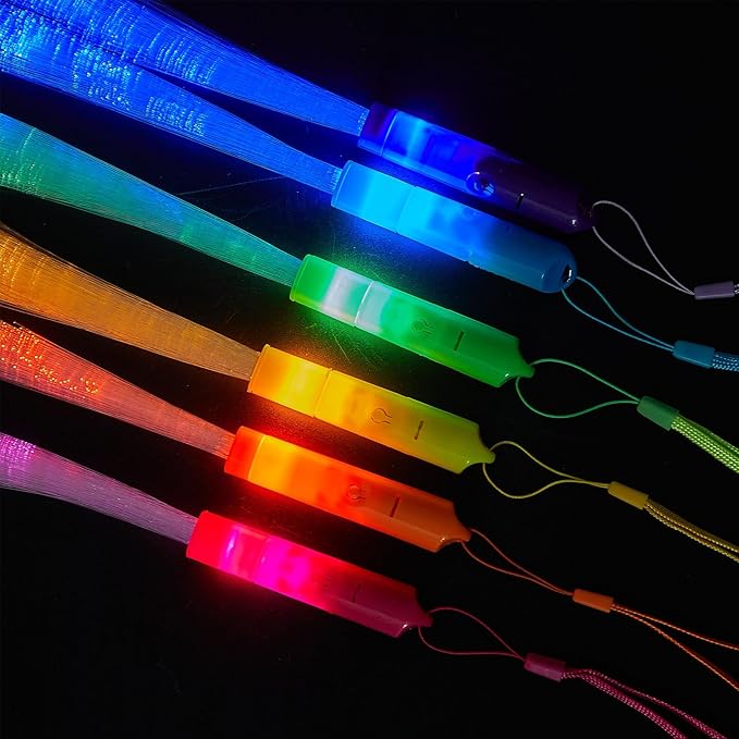 Lewtemi 300 Pcs Fiber Optic Wands Bulk Light up Glow Stick Fiber Optic Sticks Glow in The Dark Party Supplies LED Colorful Flashing Wands for Wedding Party Favors(Novel Color)