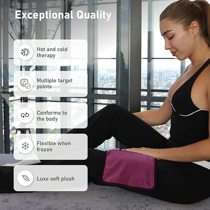 Medium Flexible Gel Ice Packs Reusable - Hot and Cold Soft Ice Packs for Injuries Reusable for Ankle, Arm, Foot, Leg, Back Pain Relief - 8" x 12" - 2PK - Purple