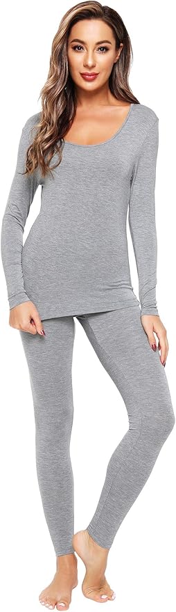 WiWi Soft Viscose from Bamboo Underwear for Women Thermal Long Johns Sets Super Warm Base Layer Top Pants Pajamas Set S-3X