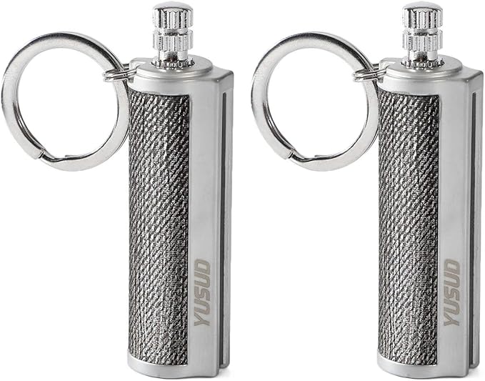 YUSUD 2 Pack Permanent Match Infinity Lighter with Multitool Keychain, Reusable Waterproof Match Strike Anywhere, Forever Flint Fire Starter for Outdoor Survival Tool for Men