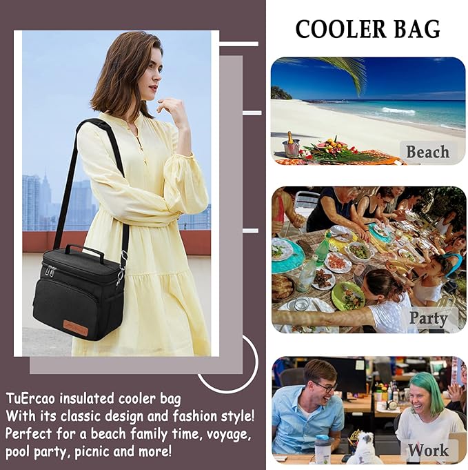 TuErcao Insulated Cooler Bag 6/24 Can Collapsible Leakproof Soft Sided Cooler for Car, Portable Foldable Small Ice Chest for Beach Camping Picnic Travel, 5/15qt Lunch Box for Men Work