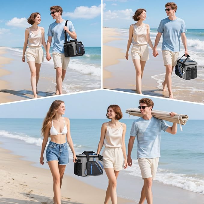 Maelstrom Cooler Bag, 30 Cans Beach Cooler, Large Leakproof Insulated Soft Cooler with Bottle Opener, Ice Chest, Portable Collapsible Cooler for Travel, Camping, Shopping