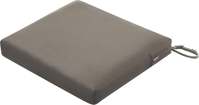 Classic Accessories Ravenna Seat Cushion, 21x21x3 Inch (Pack of 1), Dark Taupe 4 Sq Ft, Chair Seat Cushion