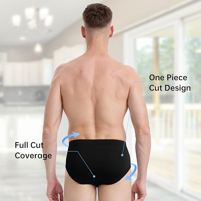 BAMBOO COOL Men's Underwear Briefs Fabric Covered Waistband Underwear Breathable Briefs with 3D Pouch Tagless Panties for Men